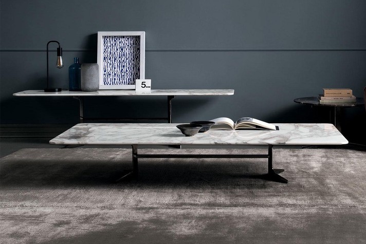 Collezione di tavolini bassi e consolle rettangolari, design di Adriano Castiglioni