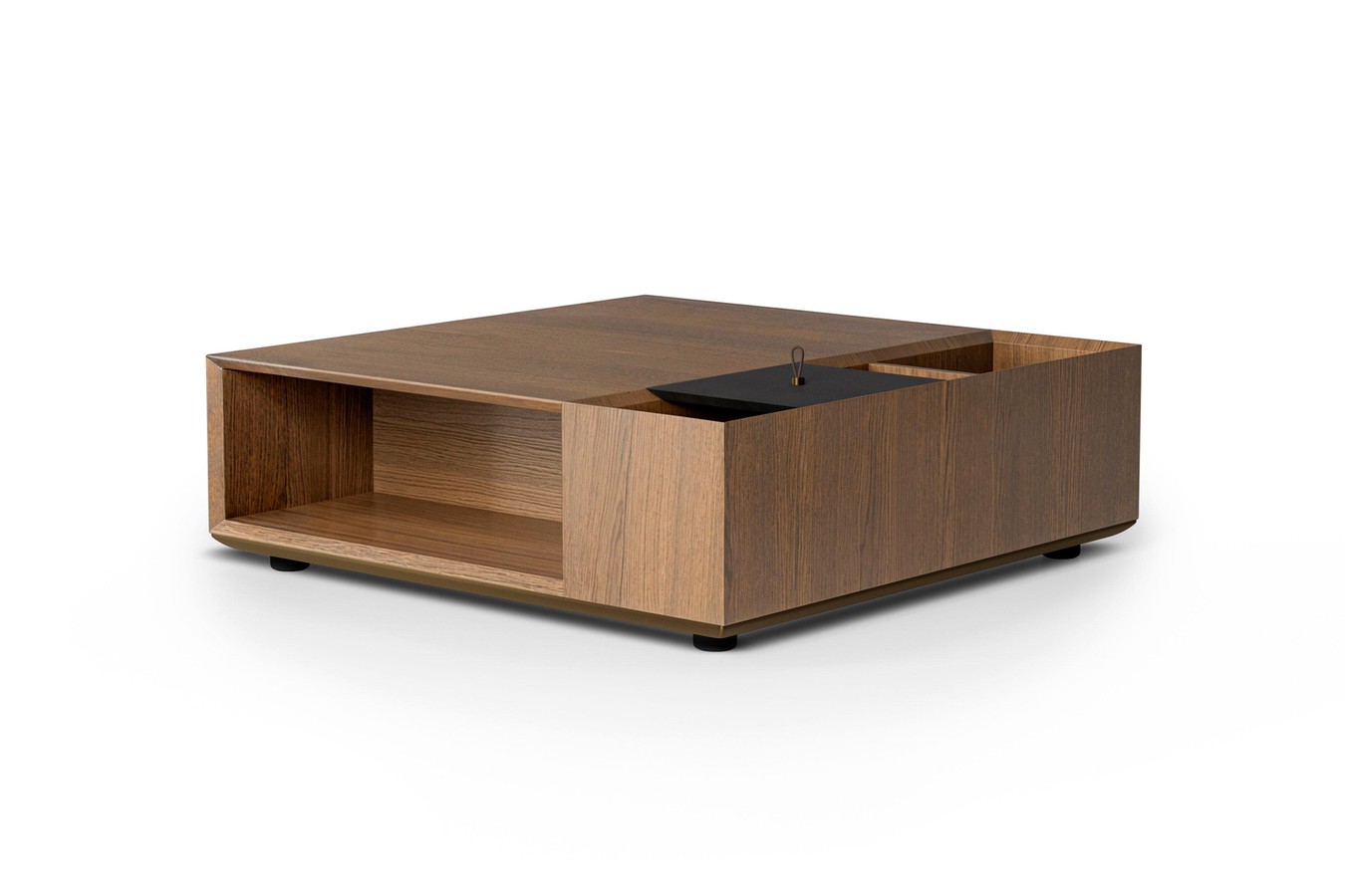 Tavolino Da Caffè Quadrato Con Contenitore - Stile Rustico Moderno, Bianco E Nero, Con Cerniere A Chiusura Ammortizzata, Grande Vano Nascosto, In MDF Con Angoli In Metallo