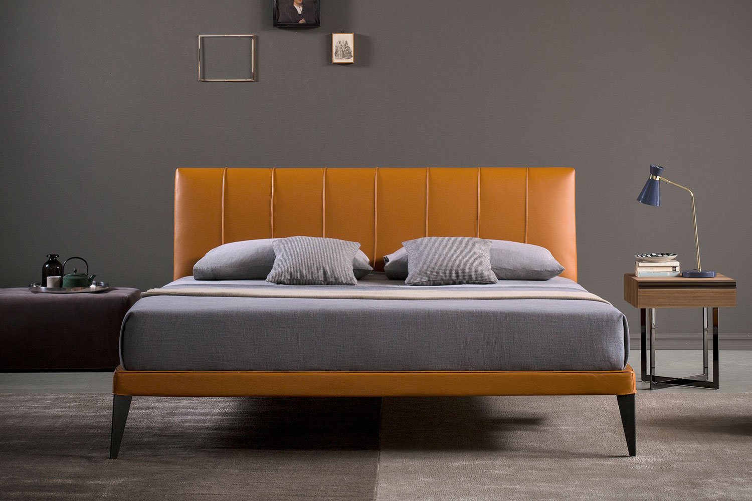 King size upholstered platform bed Megan BODEMA