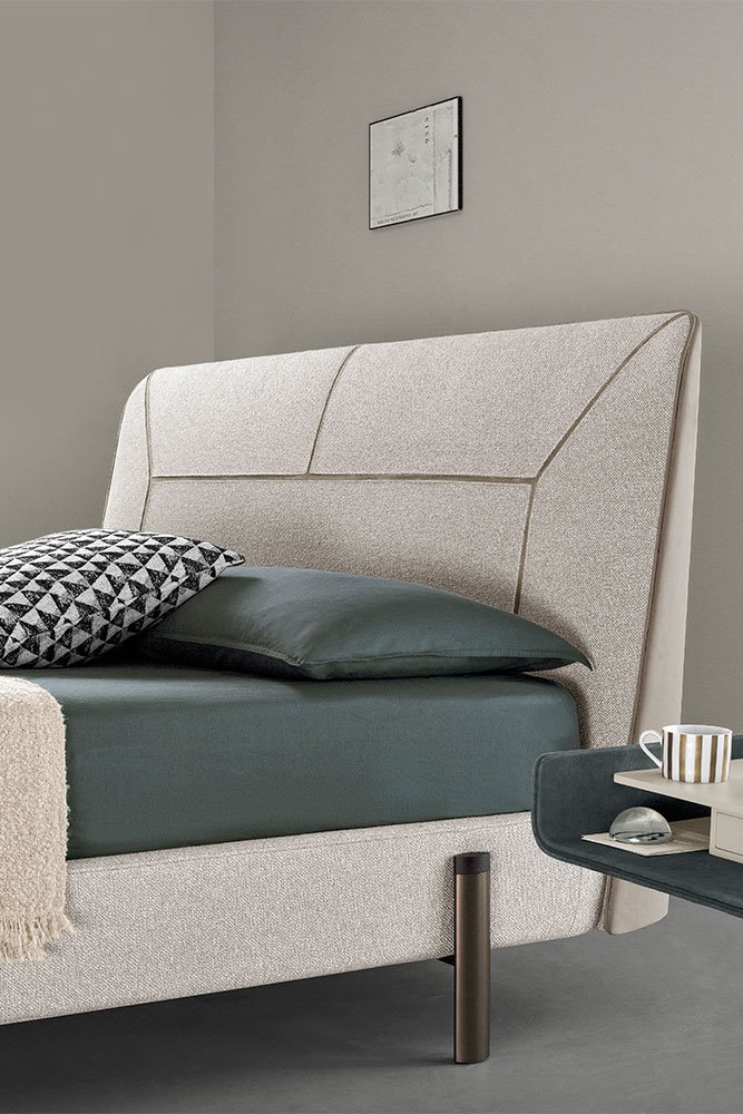 Angled headboard upholstered king platform bed Nara BODEMA