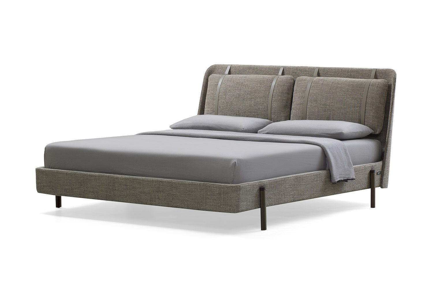 Angled headboard upholstered king platform bed Nara BODEMA