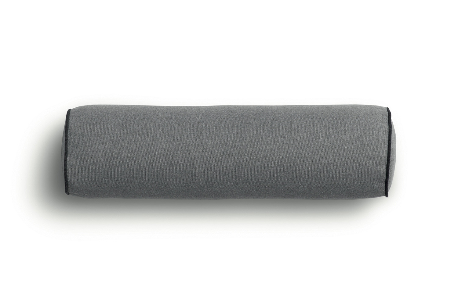Cylindrical bolster cushion in fabric, velvet or leather, with contrast piping