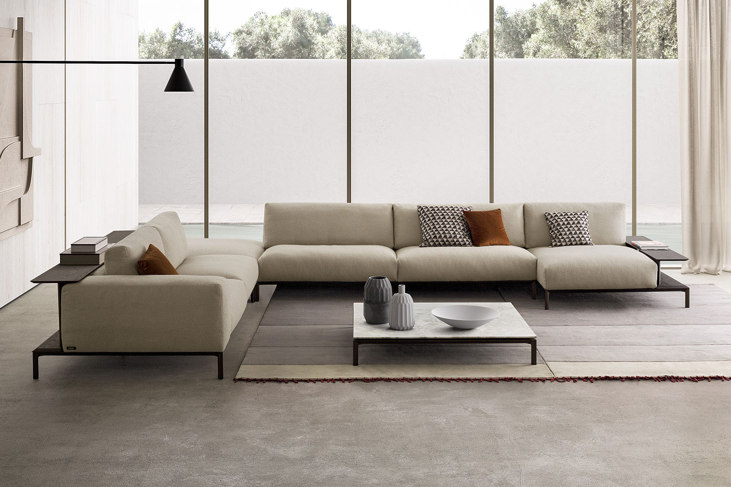 Modulares Design-Sofa mit Füßen aus Holz Milano