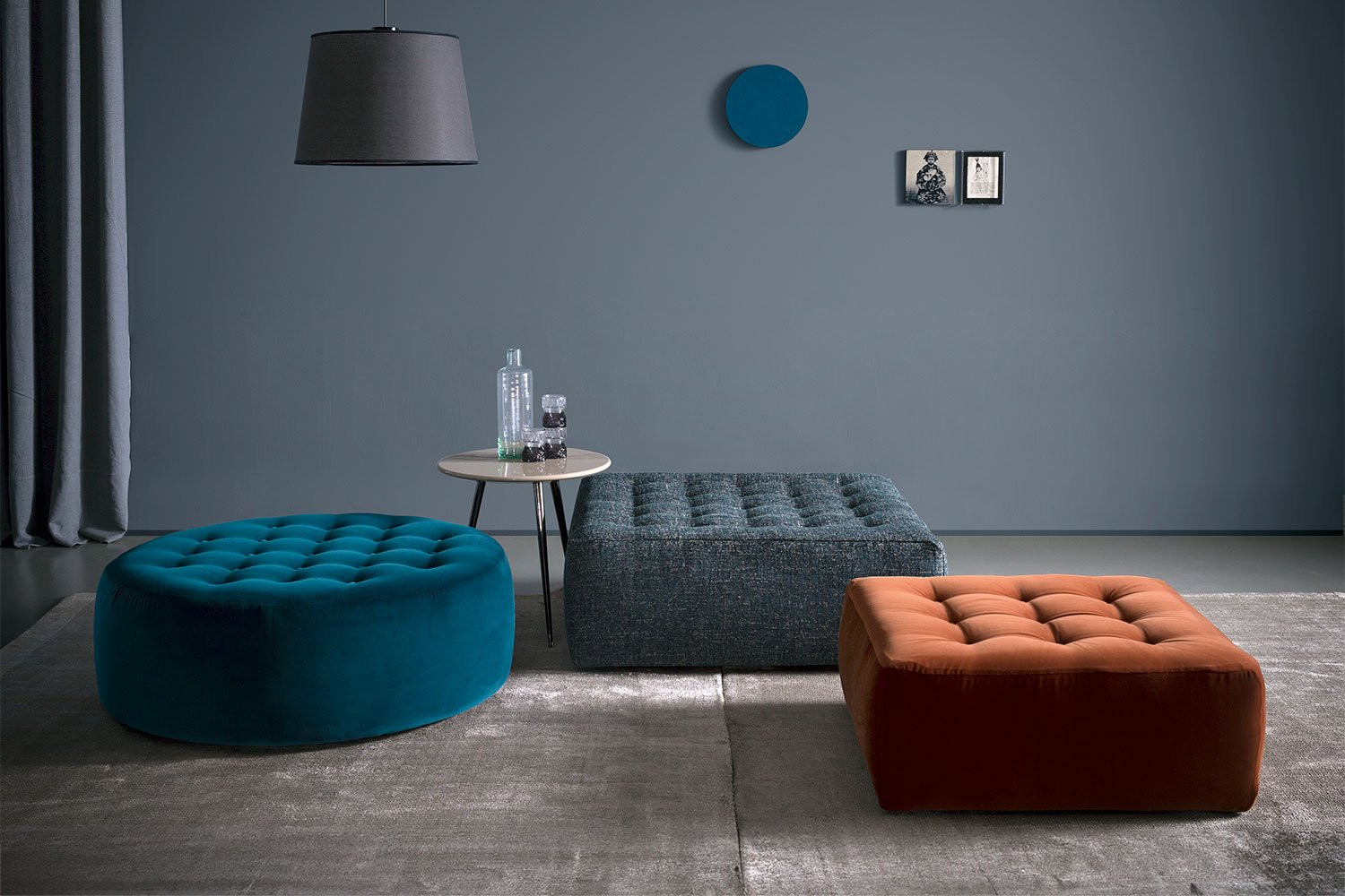 Sumo, collection de grands poufs capitonné en velours, cuir ou tissu