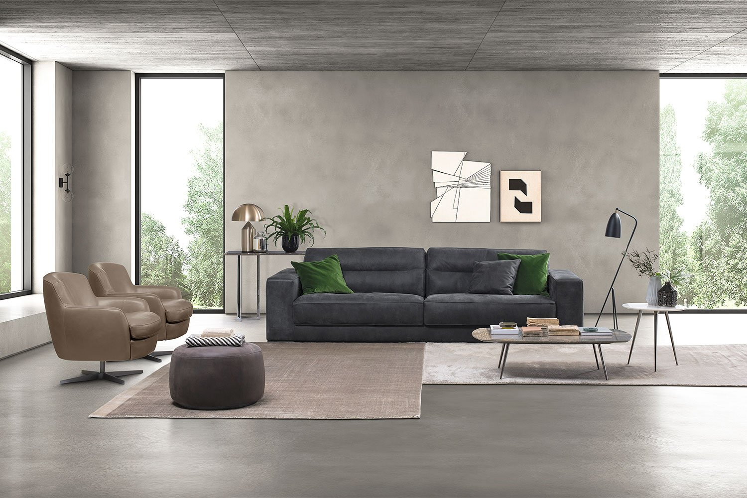Canapé 3 places en cuir nubuck