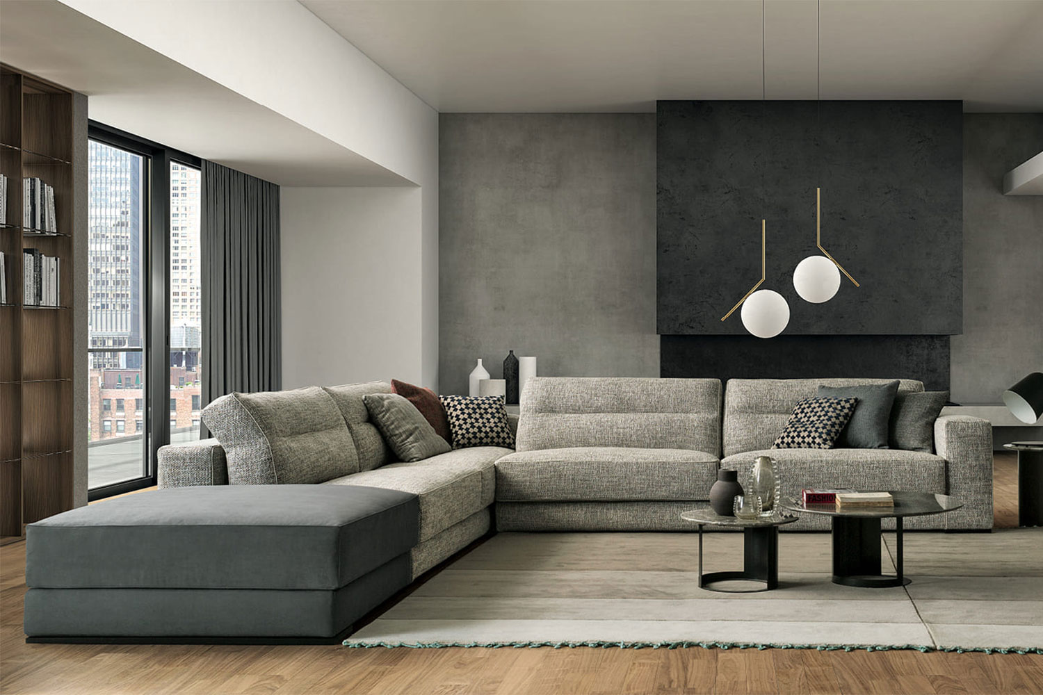 Comfortable sectional sofa with square arms Dallas