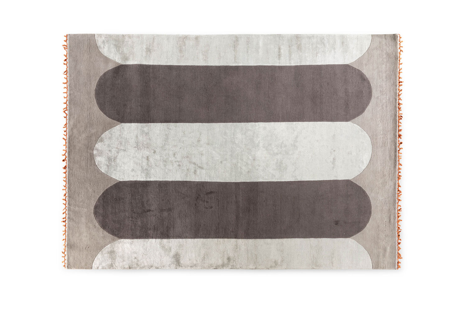 Rectangular wool and viscose geometric neutral rug Fullprint