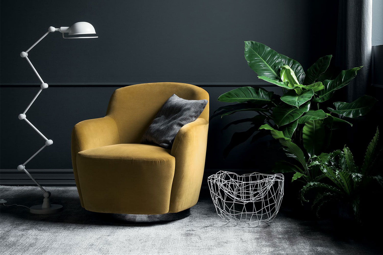 Round swivel tub armchair Ingrid