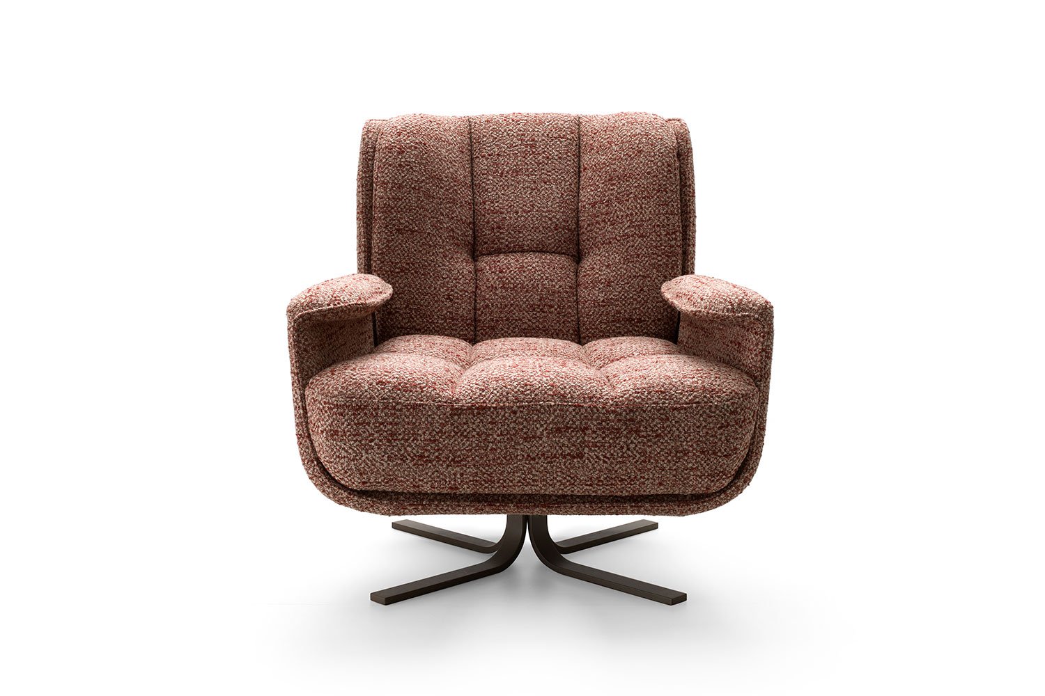 Swivel armchair in quilted fabric Lotus