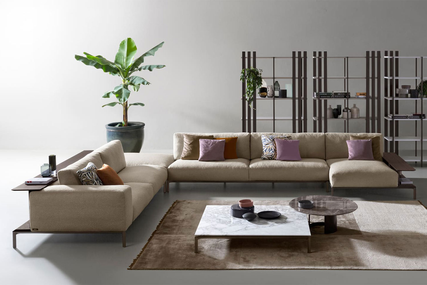 Modular sofa with bookcase Man-Go
