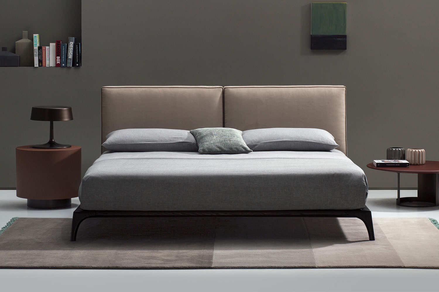 Double bed with thin wooden frame Milano