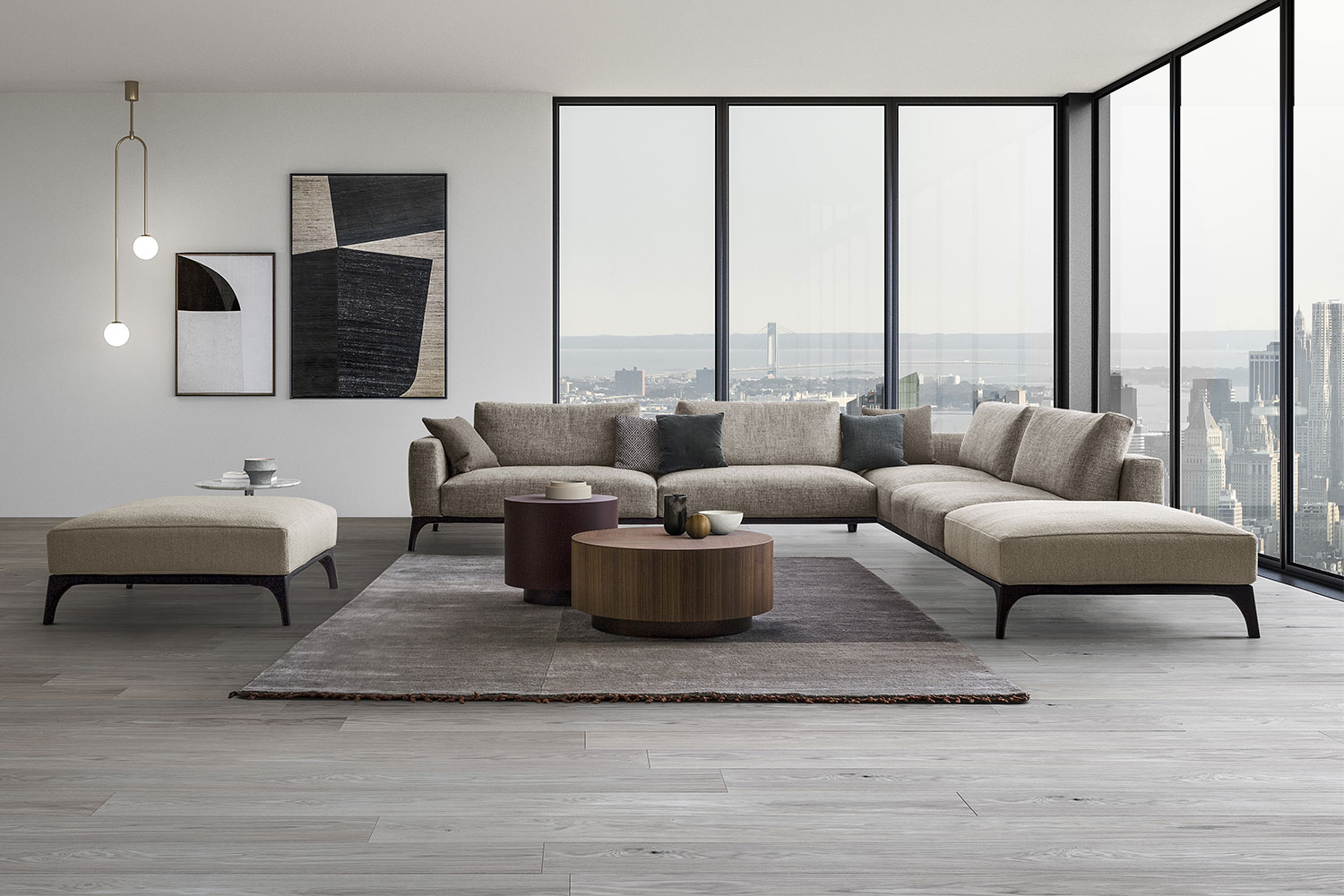 Modern wooden base designer modular sofa Milano