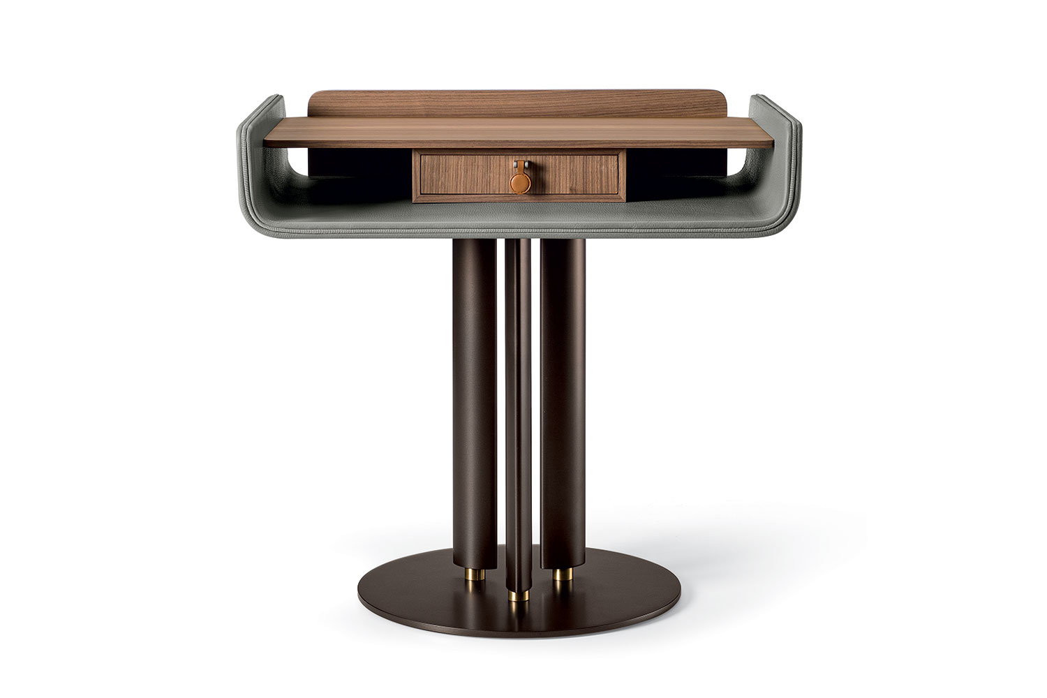 Tavolino-comodino in legno e pelle con cassetto Nara
