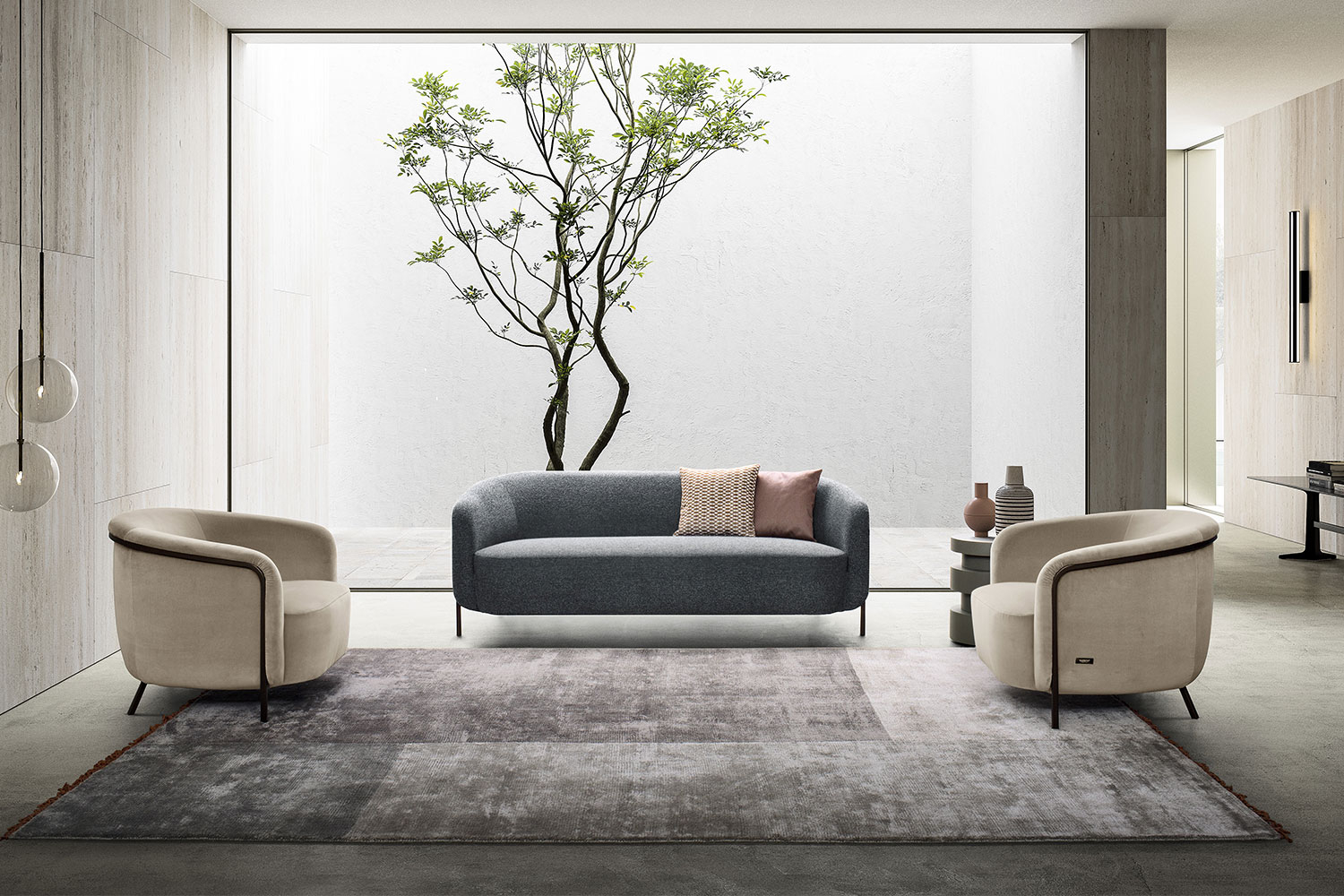 Curved back 2/3-seater sofa Ring