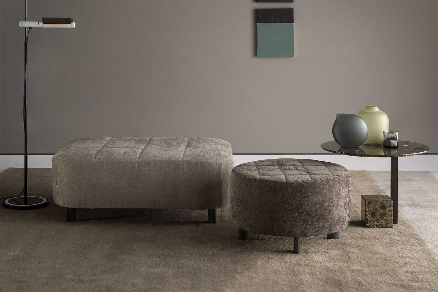 Quilted pouffes with removable covers Tino and Tinetto